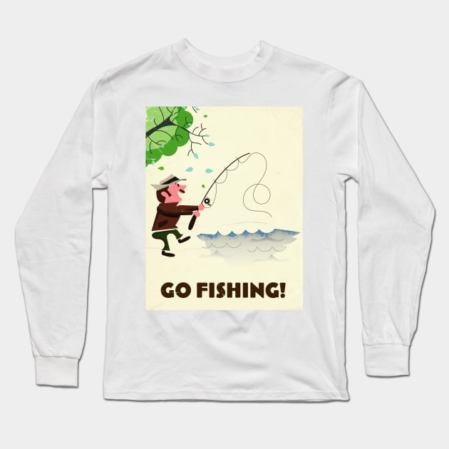 Go fishing cartoon. Long Sleeve T-Shirt by nickemporium1